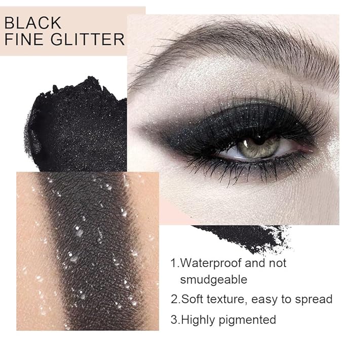 Single Nude Black Matte Eyeshadow,Intense Monochrome Eye Shadow,Apply Makeup Easily,Matte Pressed Powder Single Eyeshadow,24 Hour Eye Makeup Longwear Waterproof