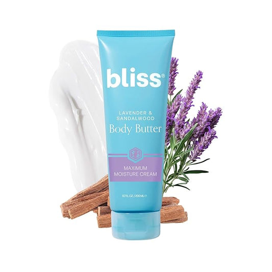 Bliss Body Butter - Lavender and Sandalwood - Maximum Moisture Cream - 6.7 Fl Oz - Body Lotion for Dry Skin - Long-Lasting Moisturizer for Women & Men - Vegan and Cruelty-Free