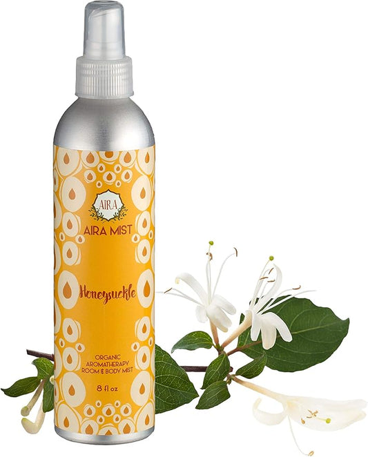Aira Mist Honeysuckle Organic Room Spray - Essential Oil Spray with Therapeutic Essential Oils - Air Freshener - Living Room Room Spray & Bathroom Spray Free of Alcohol & Parabens - 8 Ounces