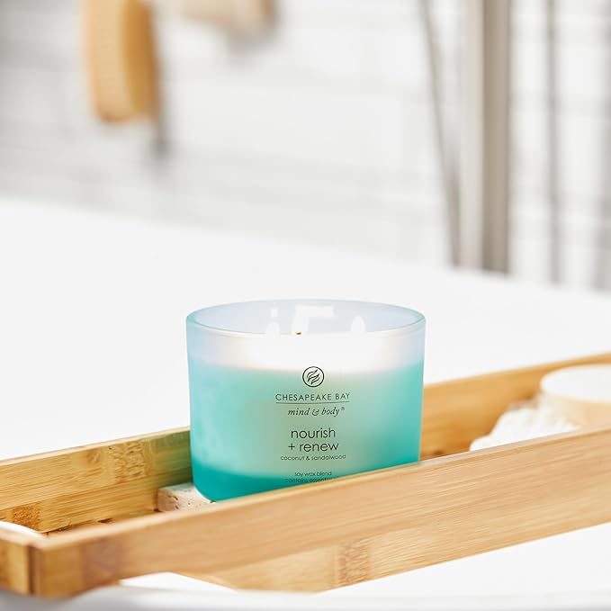 Chesapeake Bay Candle Mind & Body 3-Wick Coffee Table Jar Candle, Nourish + Renew (Coconut & Sandalwood)