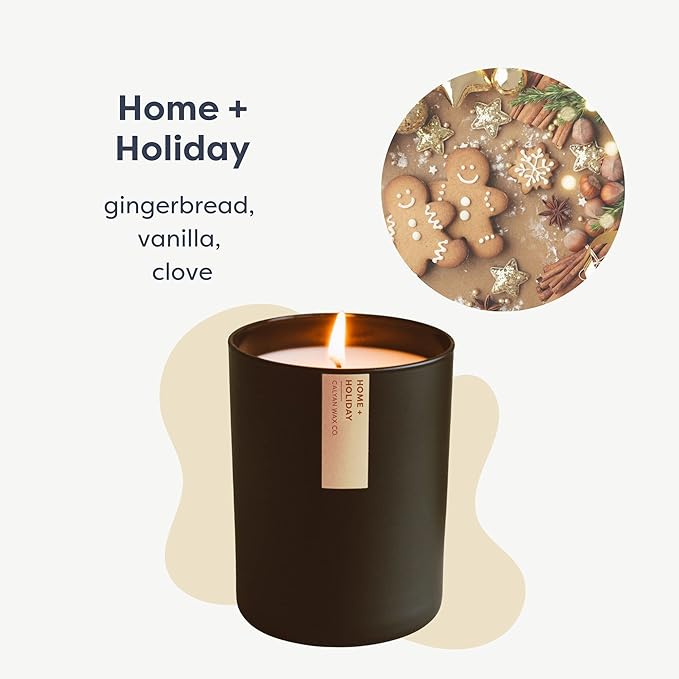 Calyan Wax Co. Home & Holiday Scented Candle - 75 Hour Burn - Luxury Non Toxic Soy Wax Candles - Long Lasting Black Tumbler Jar Candle for Home - 10.2oz