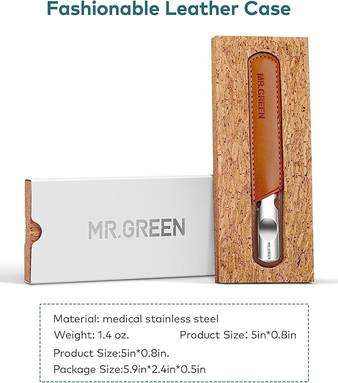 Stainless Steel Nail File with Anti-Slip Handle and Leather Case, Double Sided and Files Nails Easily for Men and Woman