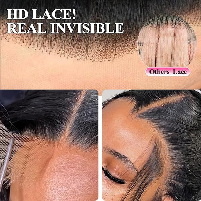Human Hair Wig Body Wavy - 13x4 HD Lace Front Wig Brazilian Body Wave 30Inch Human Hair Wigs Glueless Pre Plucked 200% Density Virgin Hair Natural Black (1B) For Women
