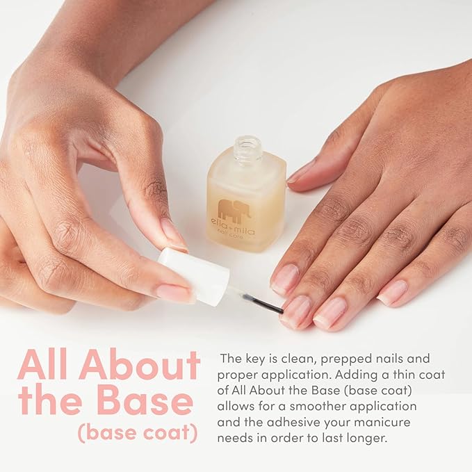 ella+mila All About the Base - Coat Nail Polish - Long-lasting Ridge Filler Base Coat - Nail Care that Helps Smooth & Fill Natural Nails (0.45 fl oz)