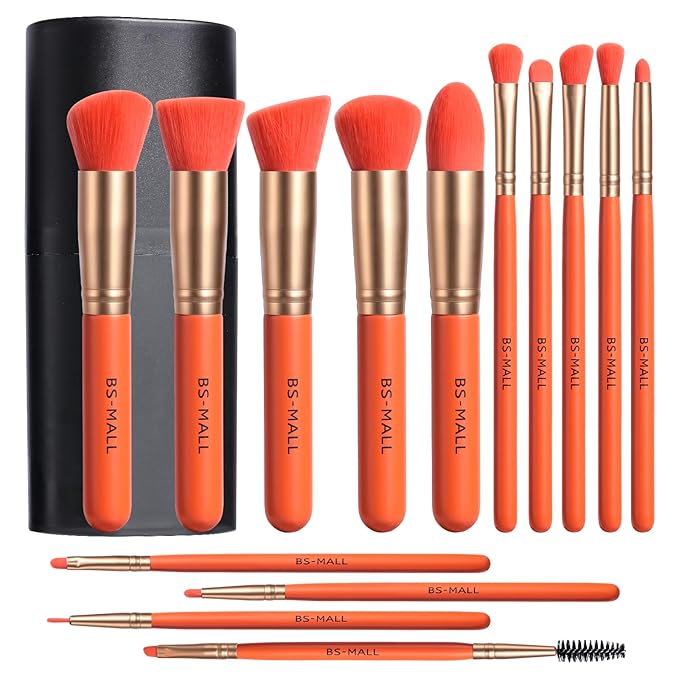 BS-MALL Makeup Brush Set 14 Pcs With Case - Foundation Brush, Concealer Brush, Blush Brush & Flawless Application – Complete Luxury Cosmetic Brush Kit For Travel & Daily Use
