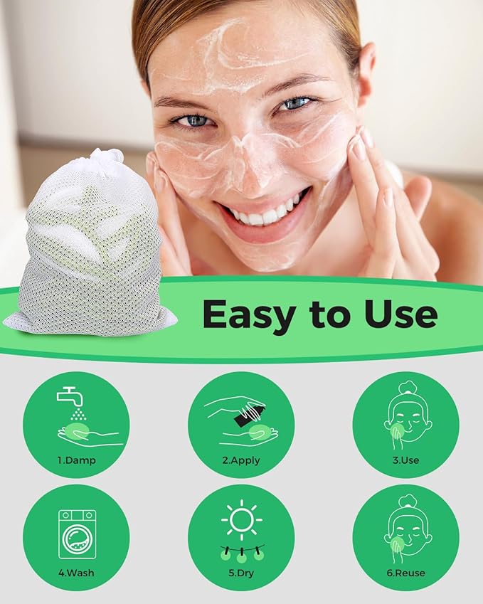 ProCIV Reusable Makeup Remover Pads - 20 Packs Washable Organic Bamboo Reusable Cotton Rounds for All Skin Types & Toner with Laundry Bag, Zero Waste Soft Reusable Cotton Pads for Woman Gift (Green)