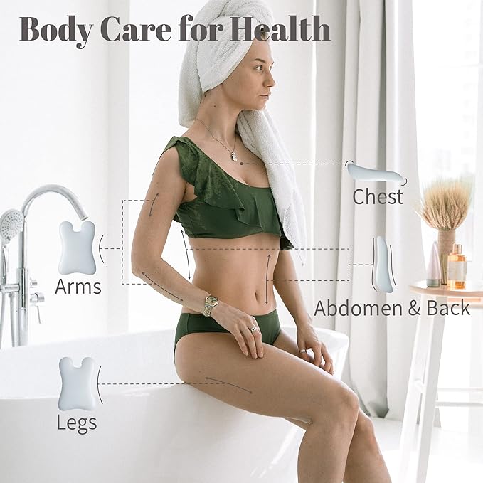 Rena Chris Guasha Massage Tool, 4 Pcs Gua Sha Facial Tool, Guasha Board for SPA Acupuncture Therapy Trigger Point Treatment, Gua Sha Scraping Massage Tool（White）