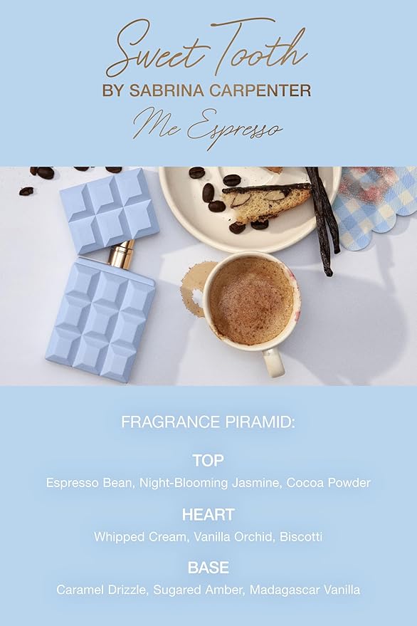 Sabrina Carpenter Me Espresso - Long-lasting Perfume for Women - Sweet Floral Fragrance with notes of Vanilla & Amber - Vegan - Cocoa, Coffee Scent - 2.5 Fl Oz (75 mL)
