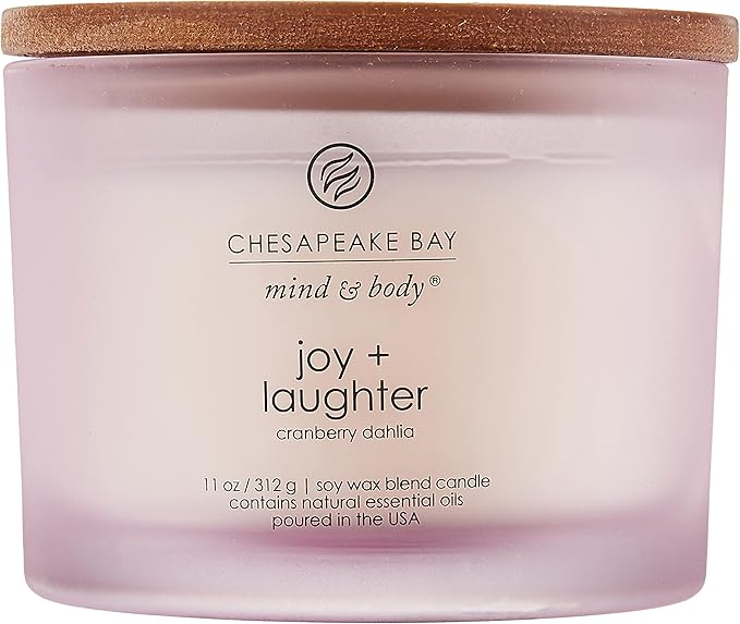 Chesapeake Bay Candle Scented Candle, Joy + Laughter (Cranberry Dahlia), Coffee Table, Home Décor (Pack of 2)