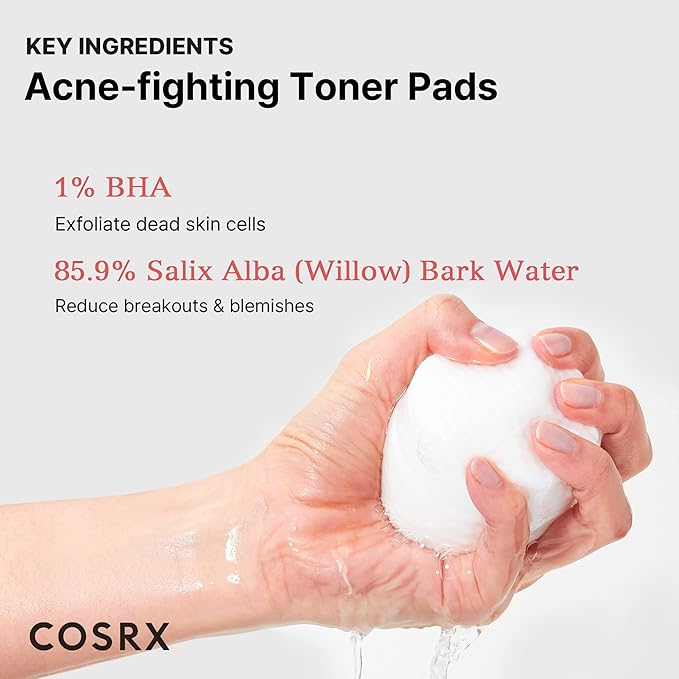 COSRX BHA Toner Pads, 70 Sheets, Exfoliating Pads for Dead Skin & Blackheads, Minimize Pores, Prevent Breakouts, Smooth Skin Texture, Korean Skin Care, Stocking Stuffers, Holiday Gifts,Gifts For Women
