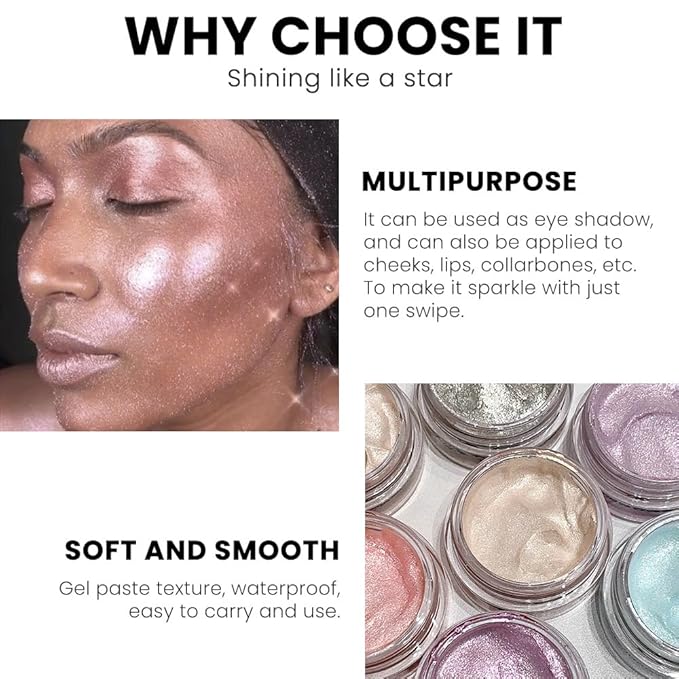 Monochrome Glitter Eyeshadow Palette,Single Champagne Pink Shimmer Eyeshadow,Long-Lasting Sheer Eye Makeup With A Sparkle Finish,Smooth Formula,Vegan & Cruelty-Free