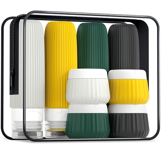 Travel Bottles for Toiletries 8 Pack, TSA Approved 3 oz Travel Containers with Clear Bag, Leak Proof Silicone Squeezable Essentials Jars