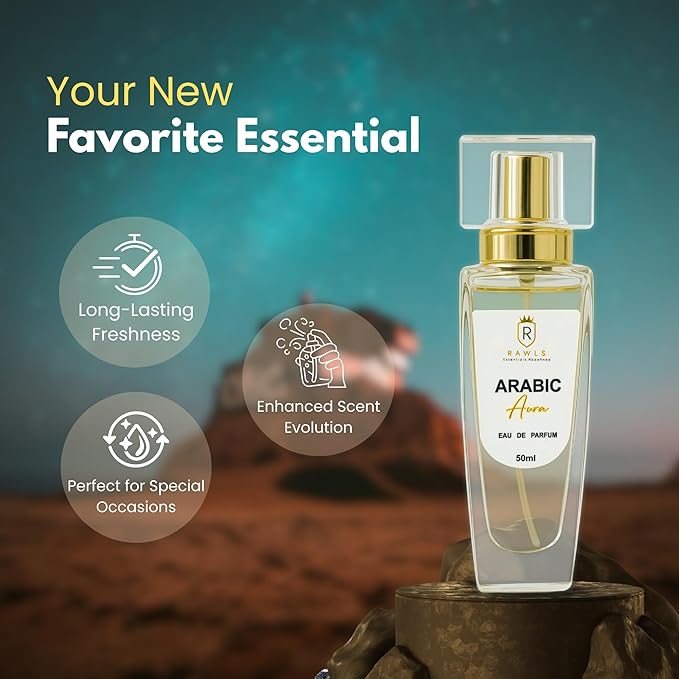 Arabic Aura Eau de Parfum Spray – Unisex Long-Lasting Perfume with Coffee, Jasmine, Vanilla & Cedarwood – Clean Luxury Fragrance for Day & Night, Travel Size, 50ml