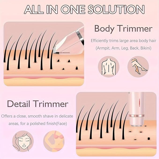 Dermave Bikini Shaver,2025 New Dual Head Shaver Women, 2 in 1 Wet & Dry Waterproof Electric Bikini Trimmer for Women,Pink