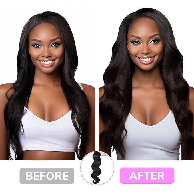 IDN BEAUTY Clip In Hair Extensions Real Human Hair, Body Wave 24 Inch 120g 7pcs Natural Black Remy Virgin Human Hair Clip Ins Real Human Hair Black Women Body Wave Clip Ins Human Hair Thick