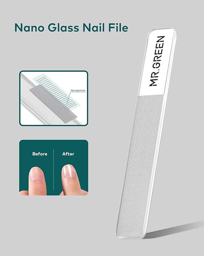 MR.GREEN Glass Nail Shiner ，Upgrade Nano Glass Nail Files &Nail Buffers Polisher Professional Crystal Manicure Tools Kit for Natural Nail