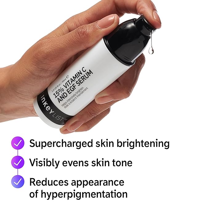 The INKEY List 15% Vitamin C and EGF Serum 1 Fl Oz, Reduces Hyperpigmentation, Rejuvenating Skin Care, Vegan Friendly, Suitable For All Skin Types