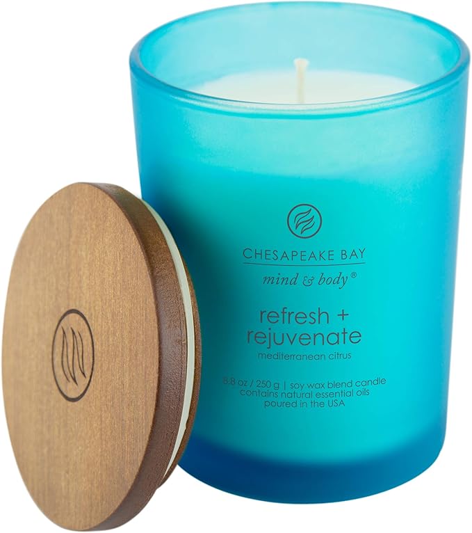 Chesapeake Bay Candle, Scented Candle, Mind & Body Refresh + Rejuvenate (Mediterranean Citrus), Medium Jar, 8.8oz