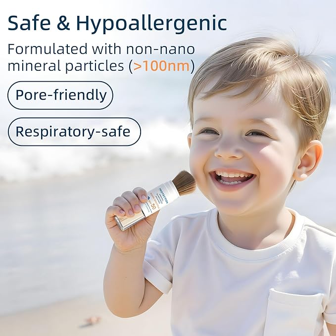 Bella’s Friends SPF 50 Brush-On Mineral Powder Sunscreen, Broad Spectrum Protection for All Skin Types, Translucent, Safe on Scalp, Reef-Friendly, Waterproof, Travel Size, Beach Essentials