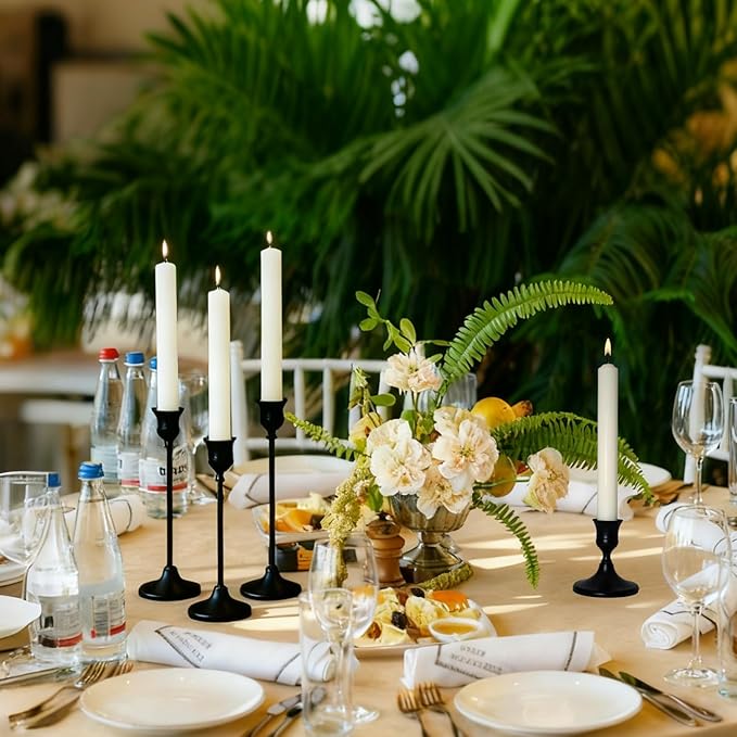Candlestick Holders, Black Metal Taper Candle Holder, Vintage Candle Holders for Pillar Candles, Table Mantel Wedding Festive Decor Party Party Decor Christmas Decorations, Set of 9