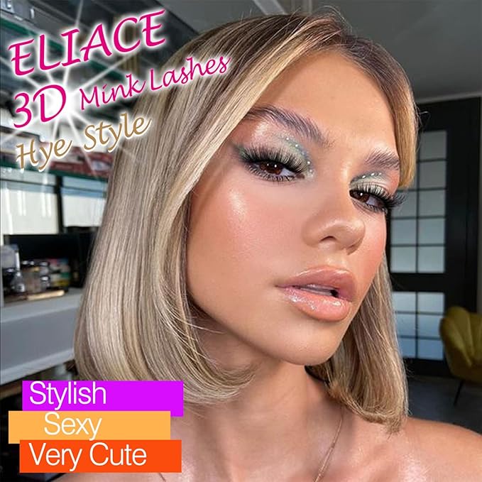 Eliace False Eyelashes Natural look Cat Eye Lashes Wispy Strips 15 Pairs 3D Mink Lashes Fake Eyelashes Faux Fluffy,Winged Fox Eyelashes, Soft Thin Band Comfortable Reusable False Lash 13MM,Hye Style