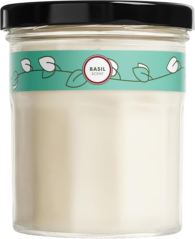 MRS. MEYER'S CLEAN DAY Soy Aromatherapy Candle, 25 Hour Burn Time, Made with Soy Wax and Essential Oils, Basil, 4.9 oz