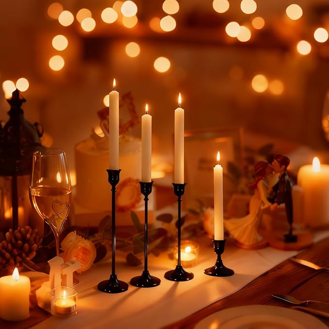 Candlestick Holders, Black Metal Taper Candle Holder, Vintage Candle Holders for Pillar Candles, Table Mantel Wedding Festive Decor Party Party Decor Christmas Decorations, Set of 9