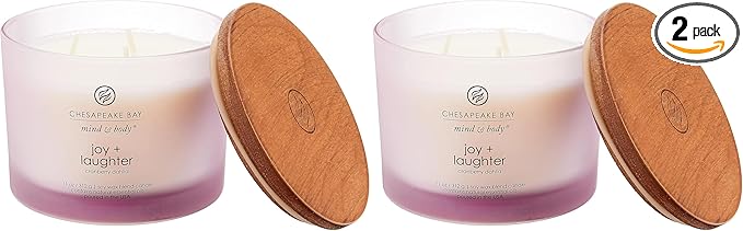 Chesapeake Bay Candle Scented Candle, Joy + Laughter (Cranberry Dahlia), Coffee Table, Home Décor (Pack of 2)