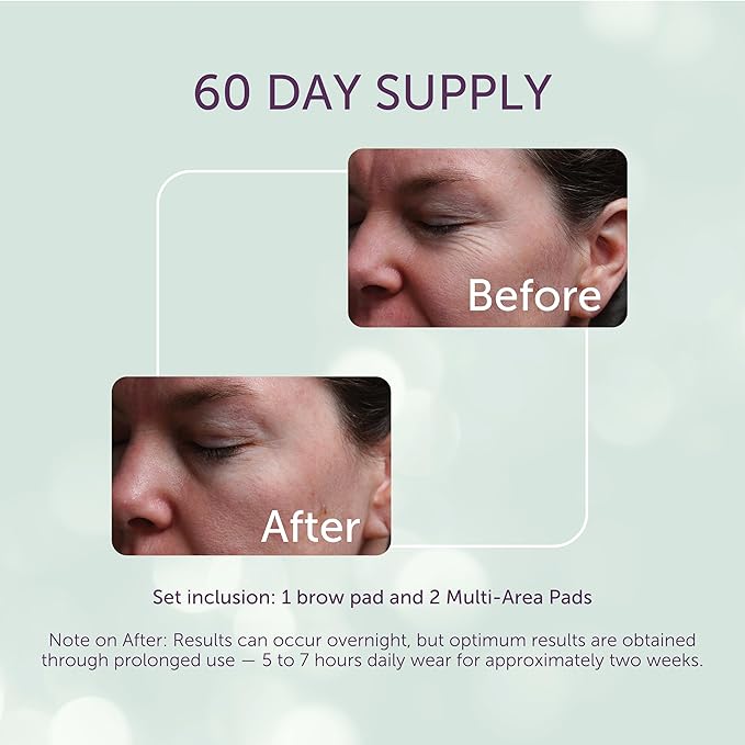 SilcSkin Facial Pads Brow Set - 2 Multi Area Pads, 1 Brow Pad - For Forehead and Facial Areas - Reusable Self Adhesive Silicone Face Pads, 60 Day Supply
