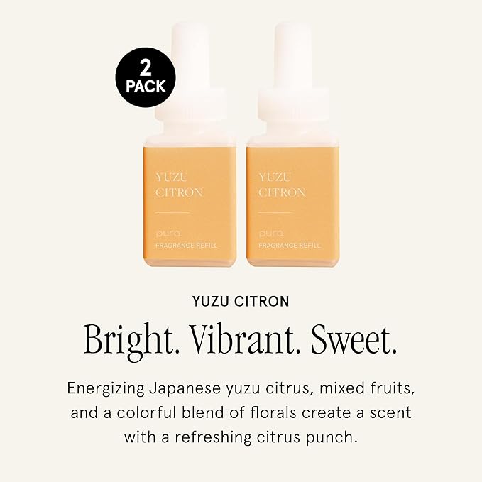 PuraHome Scent Refill - Smart Home Air Diffuser - Up to 120-Hours of Luxury Fragrance per Refill - Home Essential - Clean & Safe Diffuser Fragrance - 2 Pack, Yuzu Citron