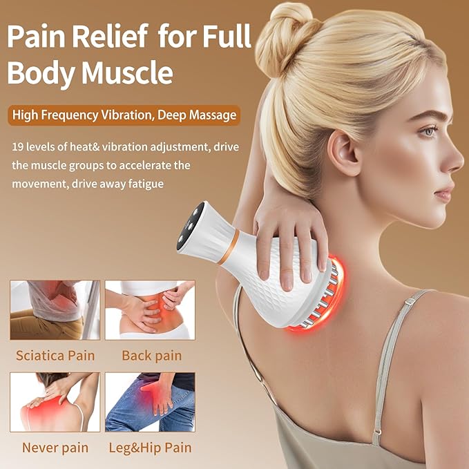 Lymphatic Drainage Massager – Portable Cellulite Massage Tool with 19 Intensity Levels for Relaxing Neck, Legs, Arms & Belly
