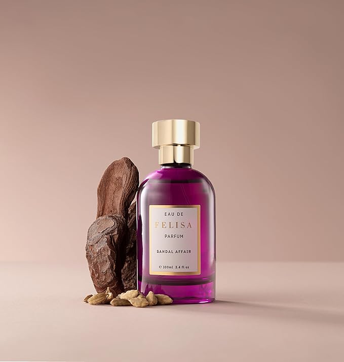 Felisa Sandal Affair Eau de Parfum (3.4 fl oz) – Long Lasting Vegan Woody Perfume, Elegant Bright Fragrance with Bergamot, Cardamom & Sandalwood
