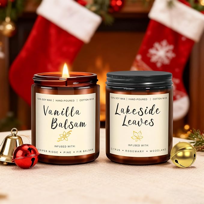 6 Pack Fall Scented Candles for Home, Candles Gifts Sets for Women Men Birthday Thanksgiving Day Merry Christmas, 7.1Oz Large Jar | Long Lasting Soy Wax Candles with Cinnamon Apple, Smoke Vanilla