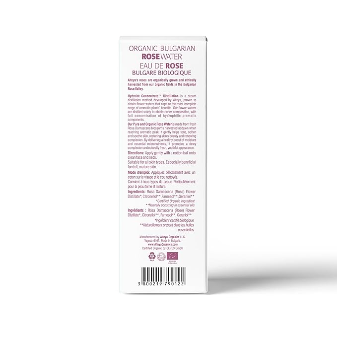 Alteya Organics Rose Water Toner 17 Fl Oz/500mL | USDA Certified Organic Bulgarian Rosa Damascena Hydrosol | Natural Hydrating Facial Toner for All Skin Types | Refreshing, Balancing & Moisturizing