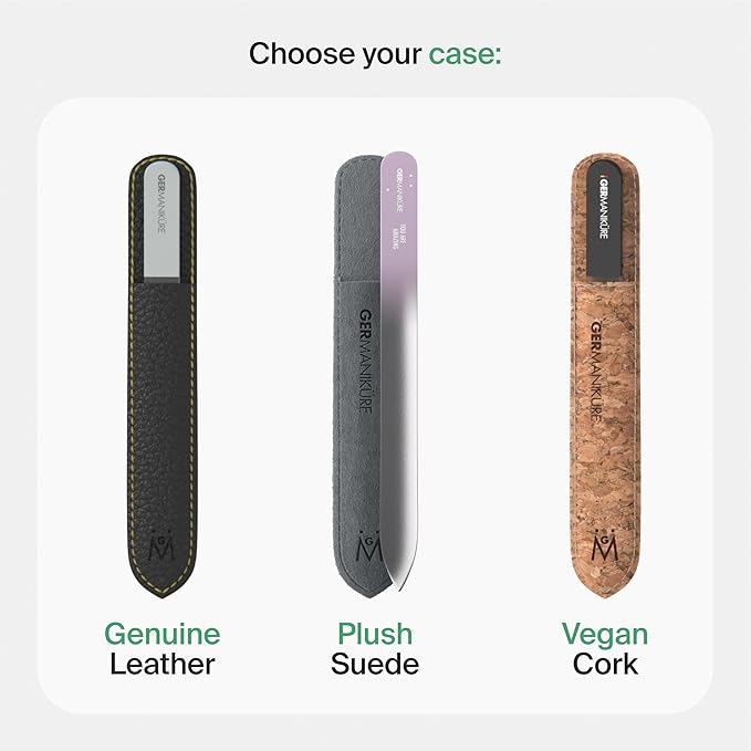 GERMANIKURE Glass Nail File in Suede Sleeve - Life is Better at The Beach - Professional Crystal Nail File for Natural Nails - Ideal Manicure & Pedicure Tool for Smooth, Easy Shaping - Nail Care Gift