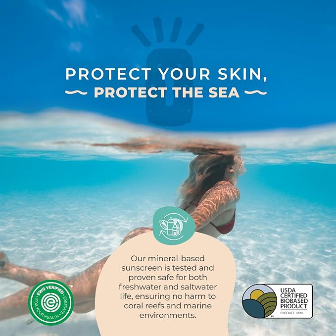 SPF 45 Tinted Mineral Sunscreen with Non-Nano Zinc Oxide for Face and Body, Fragrance Free, Reef Safe Biodegradable Sunscreen, Tinted Mineral Moisturizer, Water Resistant, 2.5 Fl oz