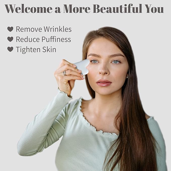 Rena Chris Guasha Massage Tool, 4 Pcs Gua Sha Facial Tool, Guasha Board for SPA Acupuncture Therapy Trigger Point Treatment, Gua Sha Scraping Massage Tool（White）