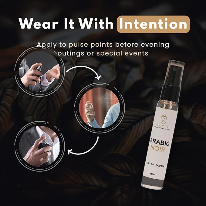 Arabic Noir Eau de Parfum – Unisex Perfume with Coffee, Jasmine, Vanilla & Cedarwood – Long-Lasting Fragrance, 10ml