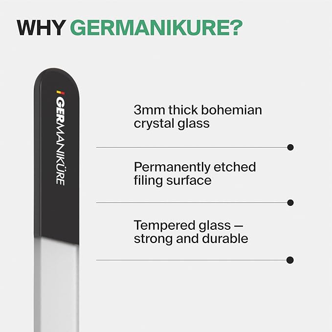 GERMANIKURE Glass Nail File in Suede Sleeve - Life is Better at The Beach - Professional Crystal Nail File for Natural Nails - Ideal Manicure & Pedicure Tool for Smooth, Easy Shaping - Nail Care Gift