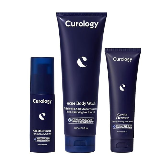 Curology Everyday Skincare Gift Set, Gentle Facial Cleanser, Acne Body Wash (2% Salicylic Acid), and Daily Gel Face Moisturizer with Hyaluronic Acid