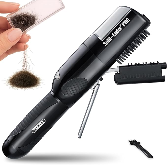 PRO - Original Professional Beauty Tool - Cordless Split End Hair Trimmer for Damaged, Dry, Brittle, Frizzy, Curly or Straight Hair (Black, Professional Kit)