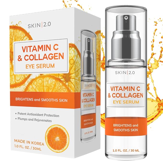 Vitamin C & Collagen Eye Serum - Dermatologist Tested, Anti-Aging, Korean Skin Care, Even Skin Tone, Firms & Hydrates - Vegan, Cruelty-Free, Clean Beauty, 95% Natural- 1.69 Fl.Oz
