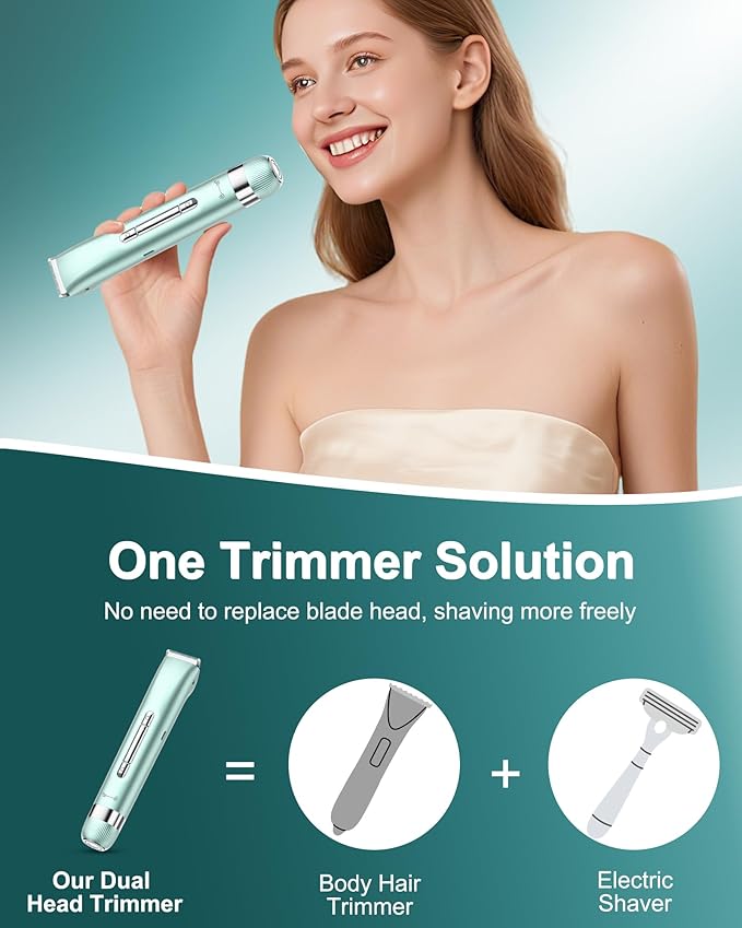 Electri Razors for Women, 2 in 1 Bikini Trimmer for Women Painless Bikini Shaver for Bikini, Underarm, Legs, Arms Waterproof, Travel-Friendly