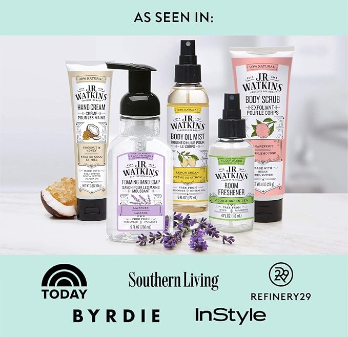 J.R. Watkins Natural Hydrating Body Oil Mist, Lemon Cream, Moisturizing Body Oil Spray for Glowing Skin, USA Made and Cruelty Free, 6 fl oz, Single