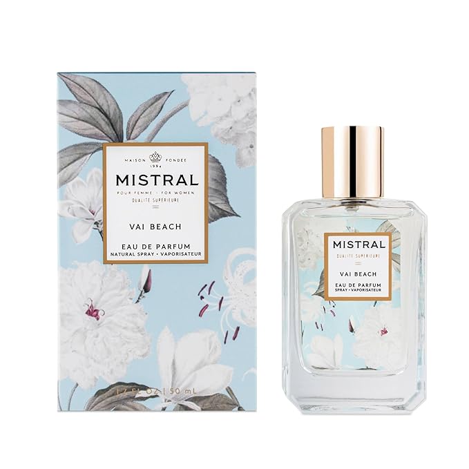 Mistral Vai Beach Eau de Parfum – Floral Woody Perfume for Women with Jasmine, Orange Blossom & Sandalwood | Paraben-Free, Long Lasting French Luxury Fragrance Spray, Women's Fragrances | 1.7 fl oz