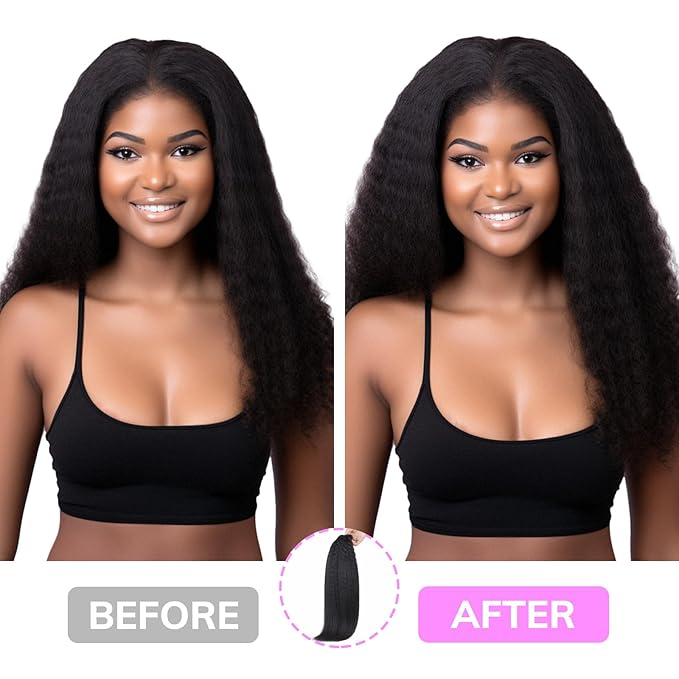 IDN BEAUTY Clip In Hair Extensions Real Human Hair, 24 Inch 120g 7pcs Kinky Straight Clip Ins Natural Black Human Hair Clip In Extensions Remy Hair Clip Ins Real Human Hair Black Women Thick Hair