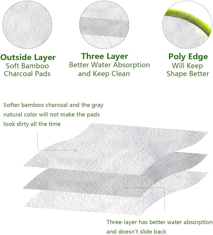 28 Pack Reusable Makeup Remover Face Pads with Laundry Bag Washable Soft and Comfortable Cleaning Face Skin,Washable Bamboo Cotton Rounds Multicolour