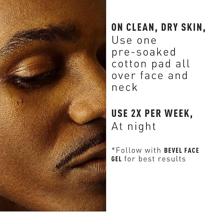 Bevel 10% Glycolic Acid Toner Pads for Face, Helps Remove Dead Skin Cells and Reduce Ingrown Hairs for Even Skin Tone and Texture, 45 Count (Packaging May Vary) (Pack of 2)