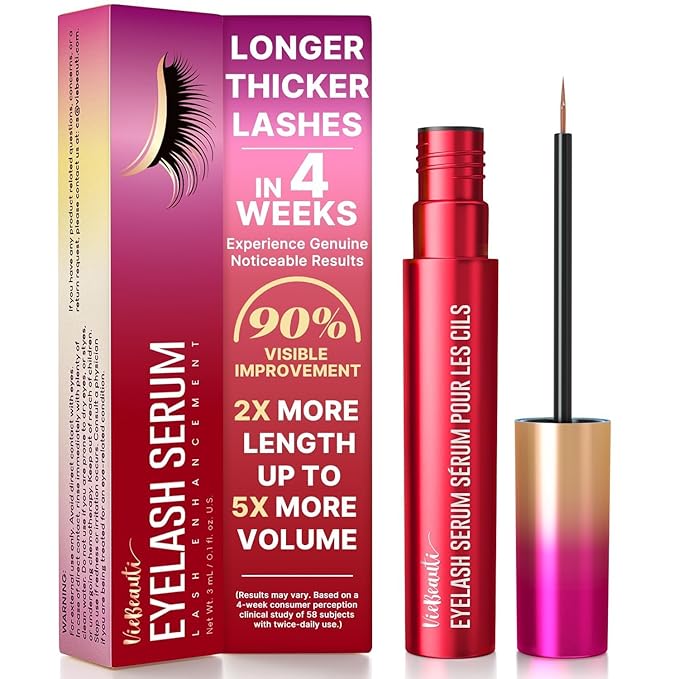 VieBeauti Premium Eyelash Growth Serum: Lash Enhancing Serum with Advanced Formula to Boost Longer Fuller and Thicker Looking Lashes - Vegan & Cruelty-Free for Sensitive Eyes 3mL 3-Month Supply