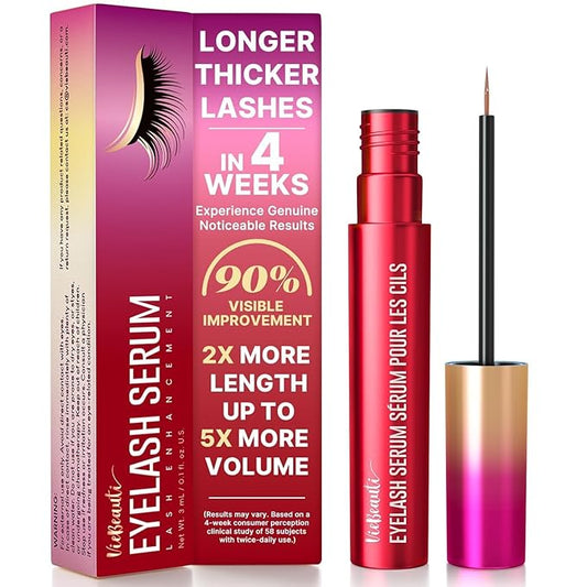 VieBeauti Premium Eyelash Growth Serum: Lash Enhancing Serum with Advanced Formula to Boost Longer Fuller and Thicker Looking Lashes - Vegan & Cruelty-Free for Sensitive Eyes 3mL 3-Month Supply